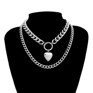 GoldenTwo Heart Pendant Necklace Women