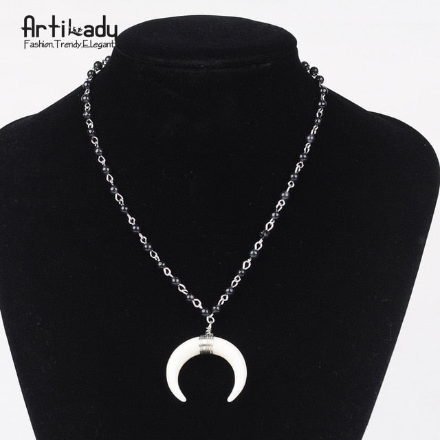 Artilady horn moon pendant necklace for women